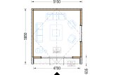 Caseta de jardín de madera PIA S (34 mm + revestimiento), 5x5 m, 25 m² specification 1