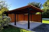 Cochera de madera double LUNA DUO F, 6x6 m, con pared lateral customer 2
