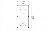 Cochera de madera LUNA F, 3.2x6 m, con pared en forma de L specification 1