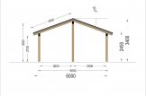 Cochera de madera LUNA, 3.2x6 m, con pared lateral specification 3