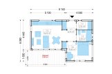 Casa de madera prefabricada LUCIA 1 (44 mm + revestimiento), 40 m² specification 1