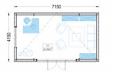 Oficina prefabricada de madera PREMIUM (Aislada PLUS, 34 mm + revestimiento), 7x4 m, 28 m² specification 1