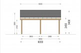 Cochera de madera double LUNA DUO, 6x6 m, con pared en forma de L specification 2
