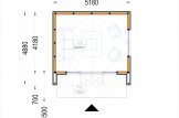 Caseta de jardín de madera PIA (Aislada, estructura de madera), 5.2 x 4.9 m, 18 m² specification 1