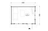 Caseta de jardín de madera DREUX con tejado plano (44 mm), 4x3 m, 12 m² specification 1