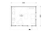 Caseta de jardín de madera DREUX con tejado plano (34 mm), 5x4 m, 18 m² specification 1