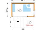 Oficina prefabricada de madera PREMIUM S (Aislada PLUS, 34 mm + revestimiento), 4.1x2.4 m, 10 m² specification 1