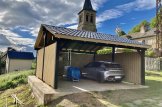 Cochera de madera double LUNA DUO, 6x6 m, con pared en forma de L customer 2