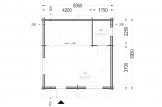 Caseta de jardín de madera NINA S (Aislada, 44+44 mm), 6x6 m, 36 m² specification 1