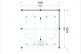 Cochera de madera double LUNA DUO, 6x6 m, con pared en forma de L specification 1