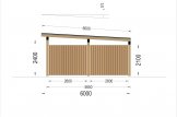Cochera de madera LUNA F, 3.2x6 m, con pared en forma de L specification 3