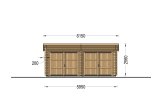 Garaje de madera doble de tejado plano MODERN (44 mm), 6x5 m, 30 m² specification 2