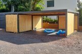 Cochera de madera doble con cobertizo y pared lateral LUNA DUO F PLUS, 7,6x5,6 m customer 1
