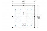 Cochera de madera double LUNA DUO F, 6x6 m, con pared en forma de L specification 1