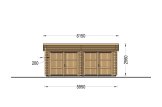 Garaje de madera de tejado plano DOBLE MODERN (44 mm), 6x6 m, 36 m² specification 2