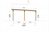 Cochera de madera double LUNA DUO F, 6x6 m, con pared lateral specification 3