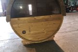 Sauna de exterior barril HELGA 17 (46 mm), 1.7 m, ⌀ 1.97 m con ventana panorámica (media altura) customer 3