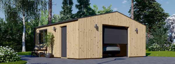 Garaje de madera SILVIA (34 mm + revestimiento), 6x6 m, 36 m²