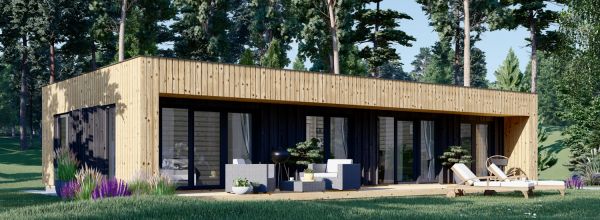 Casa de madera para vivir KAYA 3 (Aislada PLUS, 44 mm + revestimiento), 70 m²