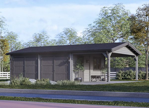 Garaje de madera double MULTI (44 mm) 6x6 m con cochera 3x6 m avp.ui.product_images.thumbnail 1