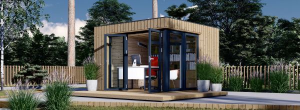 Oficina prefabricada de madera PREMIUM (Aislada PLUS, 34 mm + revestimiento), 3x3 m, 9 m²