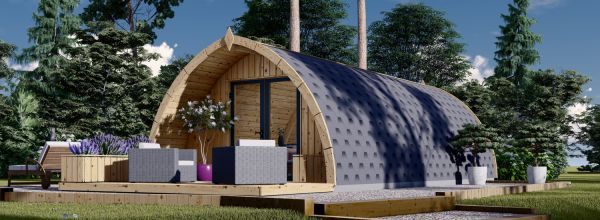Caseta de jardín de madera BRETA con un dormitorio con dos camas (44 mm), 4x8 m, 32 m²