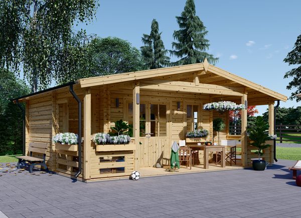 Caseta de madera con porche PARIS (44 mm), 6.7x5.7 m, 21 m² + 11 m² avp.ui.product_images.thumbnail 1