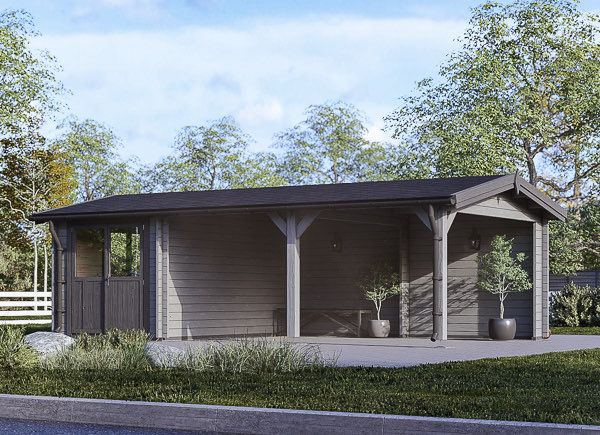 Cochera de madera 4x5 m con caseta (44 mm), 4x2.5 m avp.ui.product_images.thumbnail 1