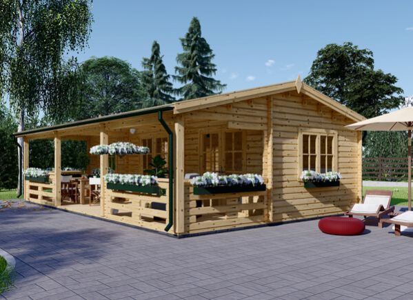 Caseta de madera con porche AMELIA (44 mm), 32 m² + 20 m² avp.ui.product_images.thumbnail 1