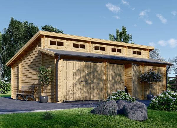 Garaje de madera doble TWIN DUO (44 mm), 8x6 m, 48 m² avp.ui.product_images.thumbnail 1