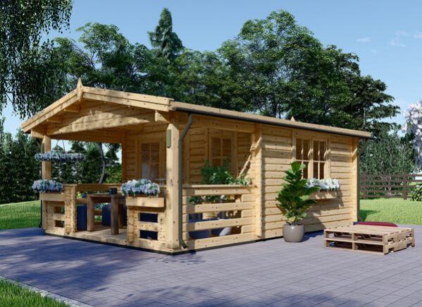 Chalet en bois avec terrasse ALTURA (44 mm), 31 m² + 8 m²