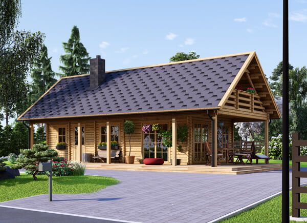 Casa de madera con porche AURA (44+44 mm), 100 m² + 35 m² avp.ui.product_images.thumbnail 1