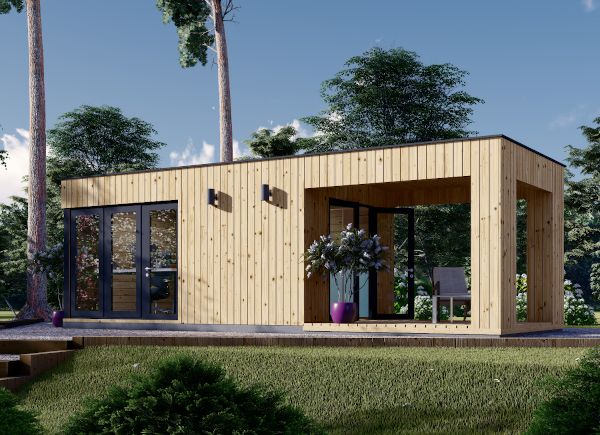 Abri de jardin en bois avec terrasse ISLA (66 mm), 6x5 m, 18 m² + 7 m²