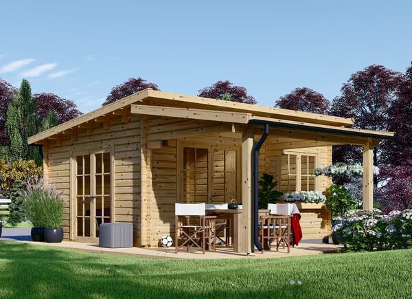 Caseta de jardín de madera con porche HELEN (44 mm), 6x6 m, 24 m² + 12.5 m² avp.ui.product_images.thumbnail 1