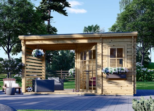 Caseta de jardín de madera con porche AIDA PLUS (28 mm), 5x3 m, 9 m² + 6.5 m² avp.ui.product_images.thumbnail 1