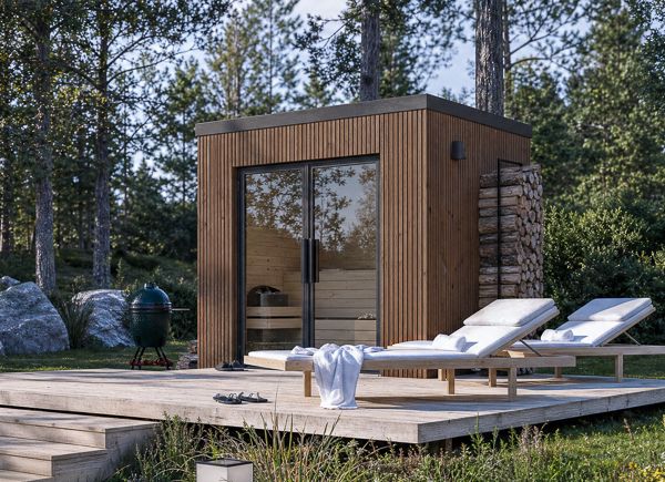 Sauna de madera OKO 2 | Thermowood – 2,44×1,74 m, 2,70 m² thumbnail 1