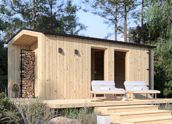 Sauna de exterior SERENE 3 (34 mm + revestimiento), 5.3x2.5 m, 5 m² avp.ui.product_images.thumbnail 1