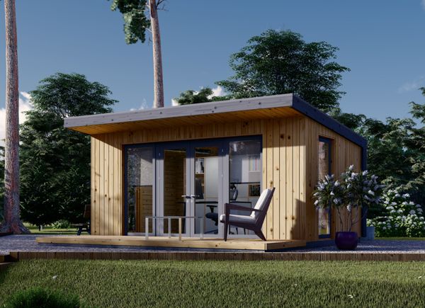 Casetas de madera para jardín con techo plano 
