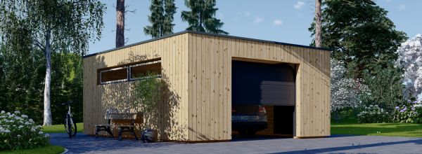 Garaje de madera de techo plano SILVIA F (34 mm + revestimiento), 5x6 m, 30 m²