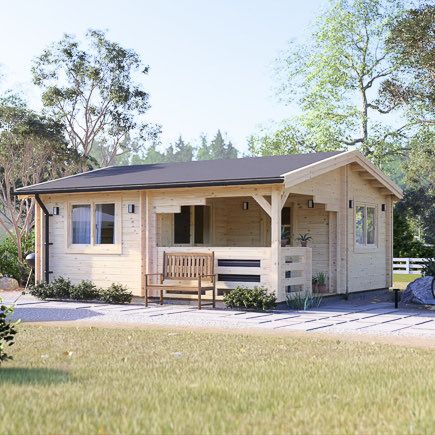 Casa de jardín de madera con porche OLIVIA S (34+34 mm), 6x6 m, 27 m² + 8 m² porche avp.ui.product_images.thumbnail 1