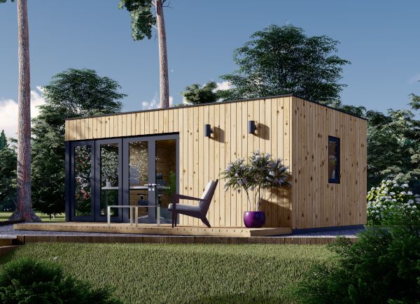 Casetas de madera para jardín con techo plano 