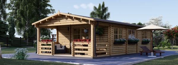 Casa de madera con porche HYMER (44 mm), 42 m² + 10 m²