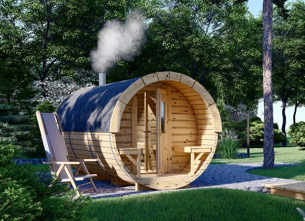 Sauna de exterior barril con vestuario HELGA 45 (46 mm), 4.5 m, ⌀ 1.97 m avp.ui.product_images.thumbnail 1
