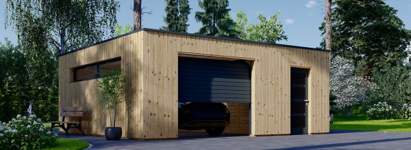 Garaje de madera con caseta SILVIA F PLUS (34 mm + revestimiento), 6x6 m, 36 m²