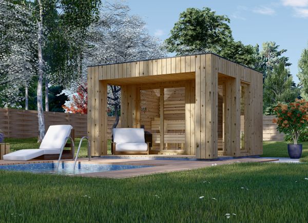 Sauna de exterior DELLA (34 mm + revestimiento), 3,6 x 2,1 m, 5,5 m², terraza de 5 m² avp.ui.product_images.thumbnail 1