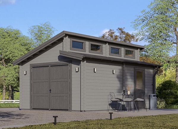 Garaje de madera TWIN (44 mm), 4x6 m, 24 m² avp.ui.product_images.thumbnail 1