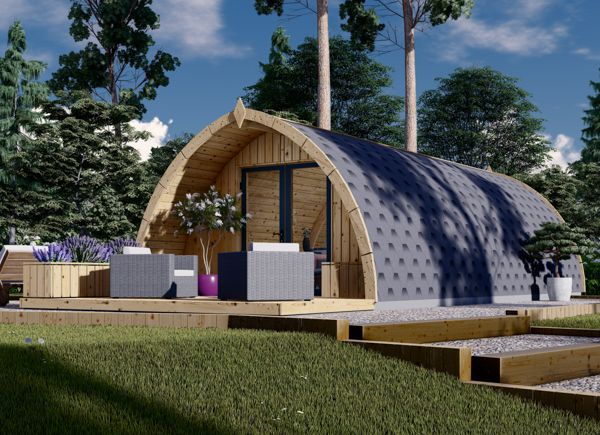 Caseta de jardín de madera BRETA con un dormitorio con dos camas (44 mm), 4x8 m, 32 m² avp.ui.product_images.thumbnail 1