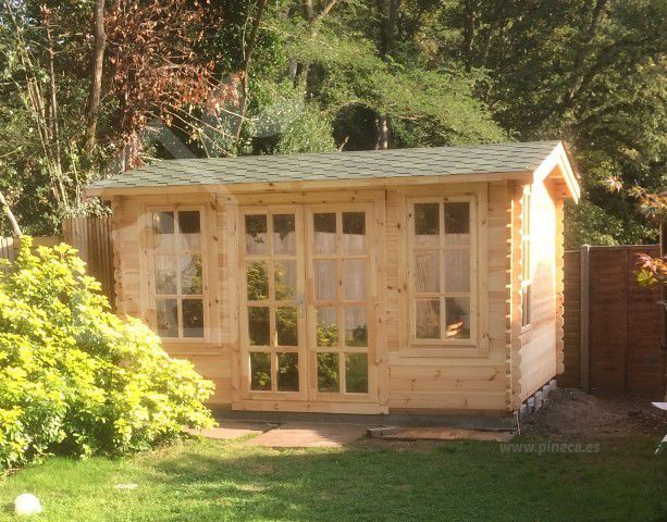 Caseta de jardín de madera POOLHOUSE (Aislada, 44+44 mm), 4x3 m, 12 m²