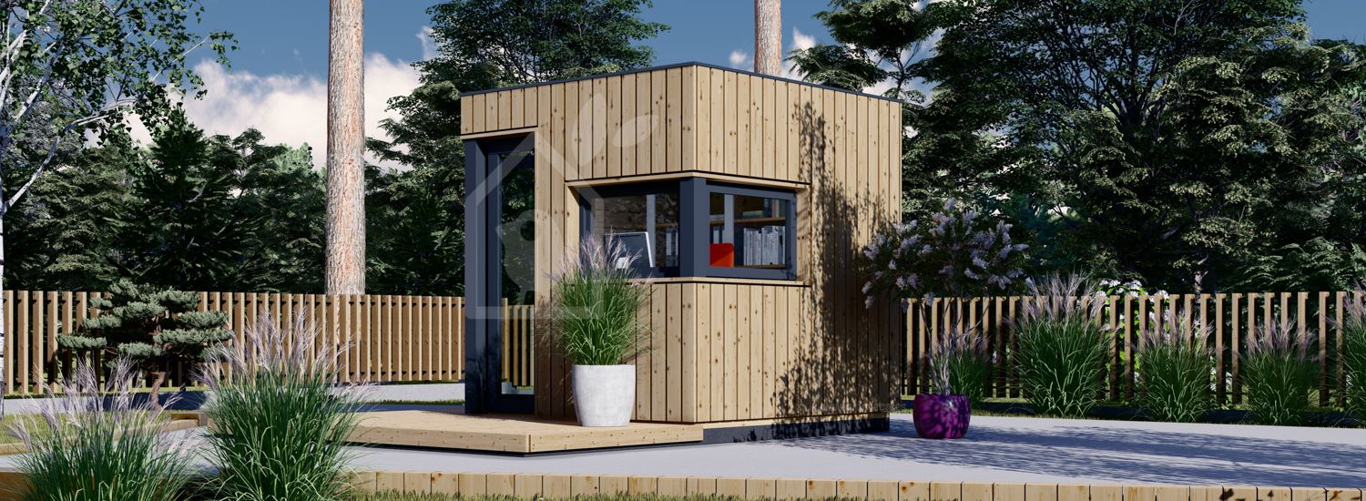 Oficina prefabricada de madera PREMIUM L (34 mm + revestimiento), 2x2 m, 4 m² visualization 1
