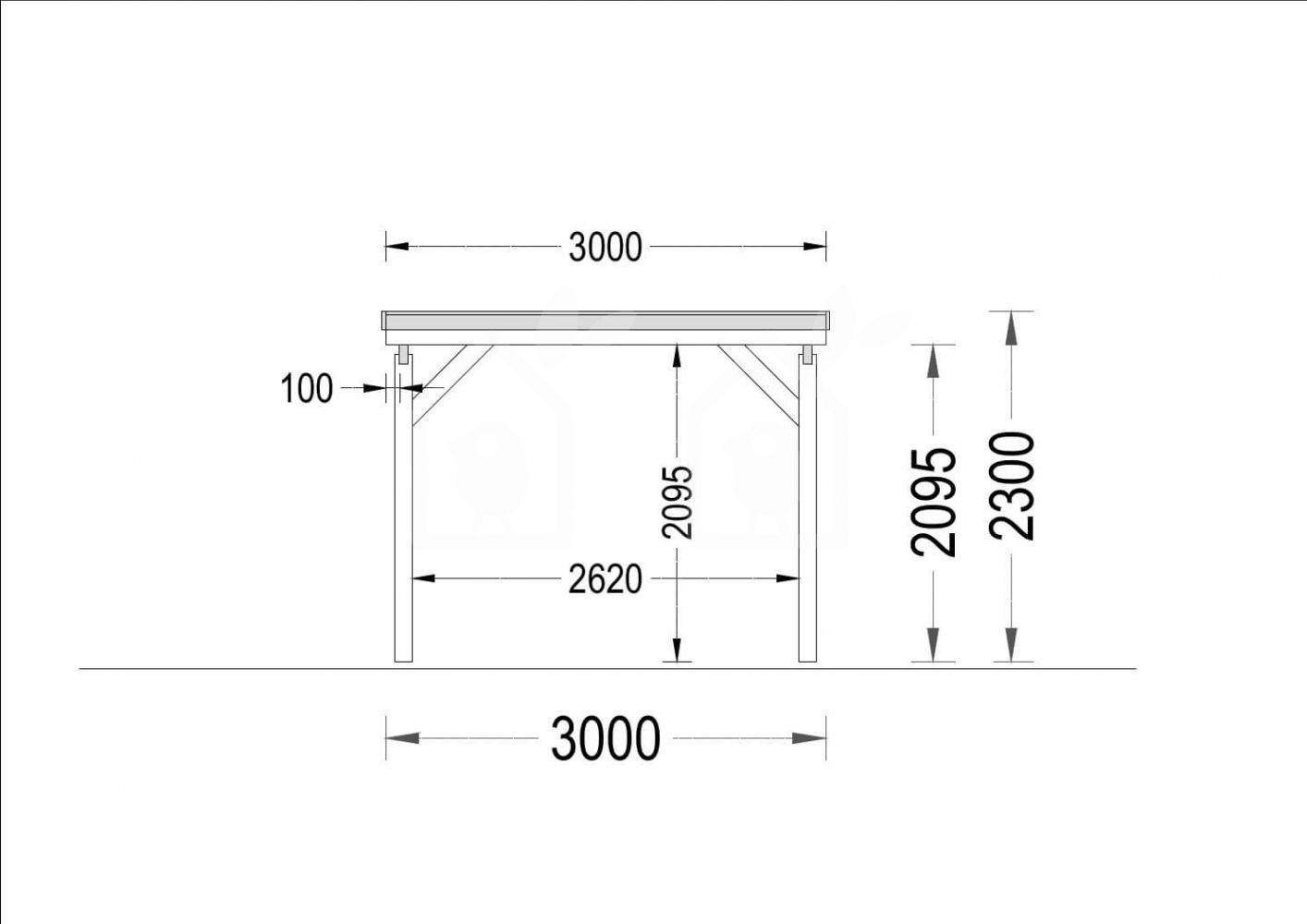 Cochera de madera MODERN, 3x6 m, 18 m²